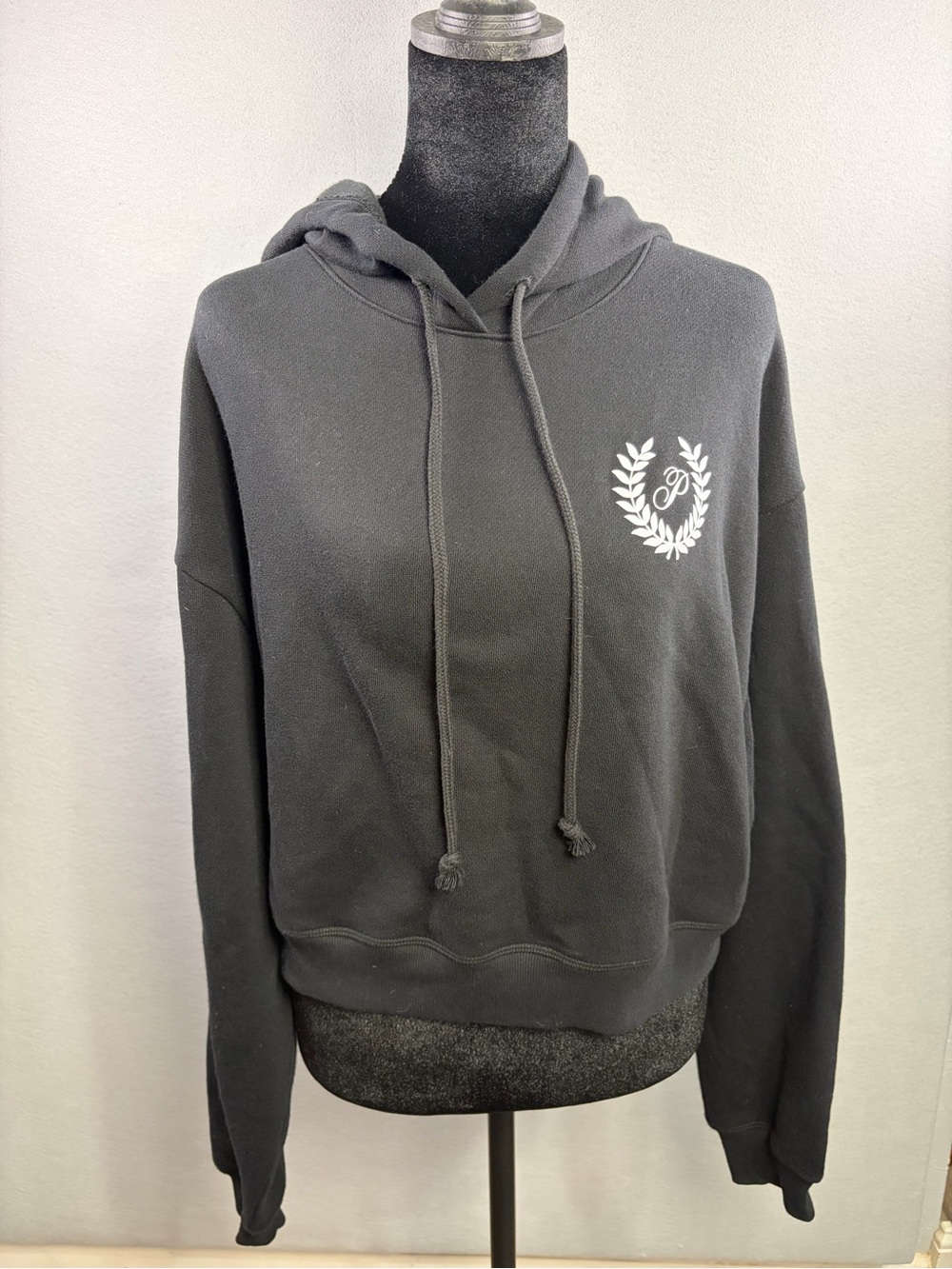 Victoria's Secret PINK Everyday Fleece Black Crop Hoodie Sweatshirt